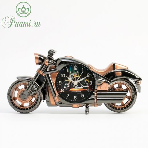 Будильник "Ретро мотоцикл", дискретный ход, 27 x 13 x 4 см, АА, коричневый