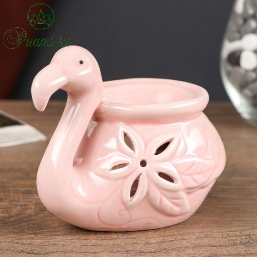 Аромалампа керамика "Фламинго с цветком" МИКС 9,5х12х7 см