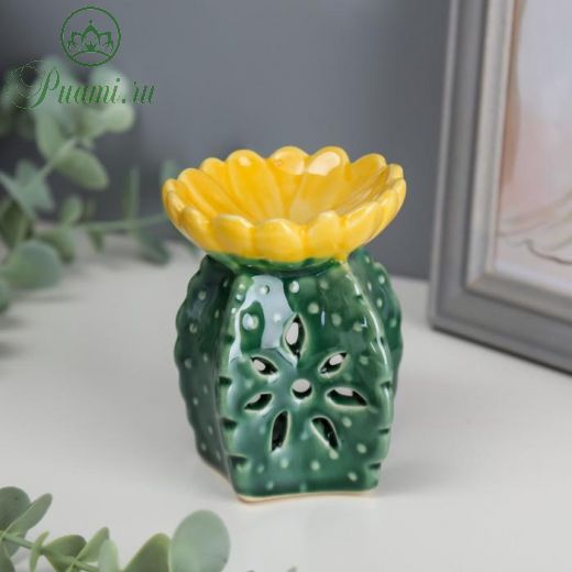 Аромалампа керамика "Кактус с цветком" 9,3х7,2х7,2 см