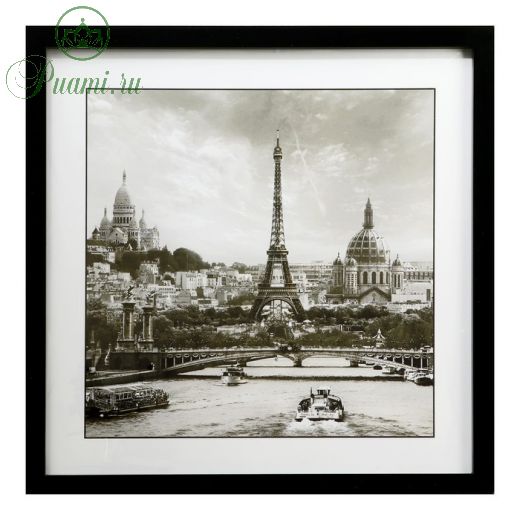 Картина стекло пэт "Чёрно-белый Париж" 50х50(54х54) см