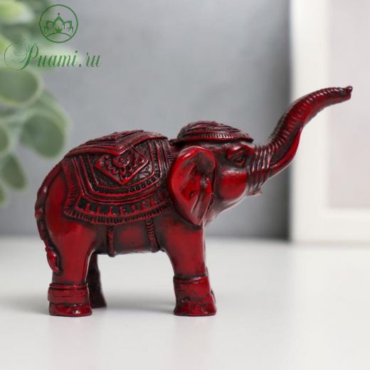 Нэцкэ полистоун "Слон в попоне" тёмно-красный 9,5х5х5,5 см