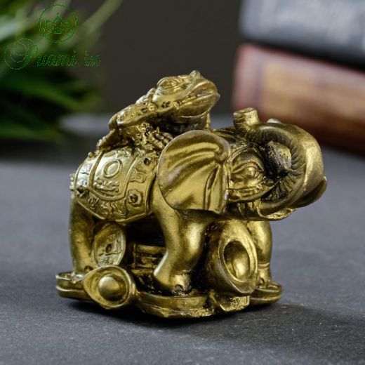 Фигура "Слон  на деньгах" состаренное золото, 7см