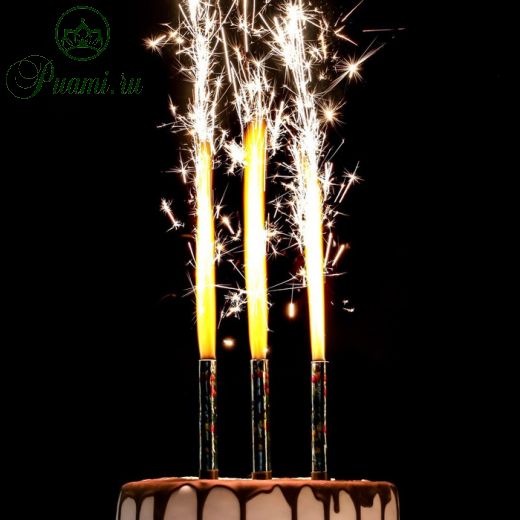 Набор тортовых свечей фонтанов "Шарики", 10 см, 3 шт, картон
