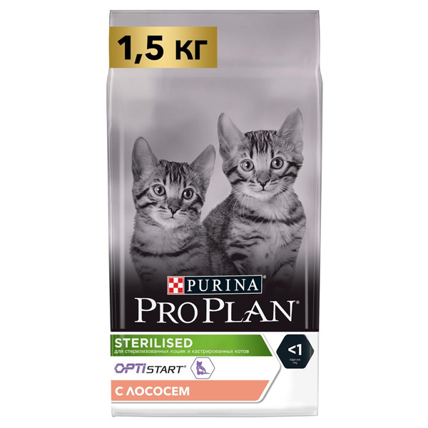 Сухой корм для стерилизованных котят Purina Pro Plan Sterilised Kitten с лососем 1.5 кг