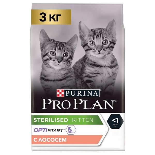 Сухой корм для стерилизованных котят Purina Pro Plan Sterilised Kitten с лососем 3 кг