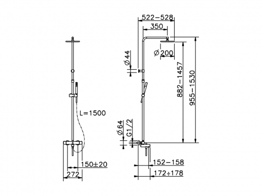 Душевая система Cisal Slim SMC85010 схема 2