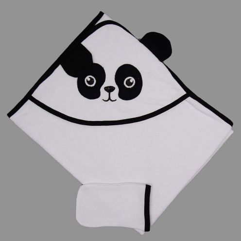 Купальное полотенце с уголком  панда, белый 2V-KM002-MA