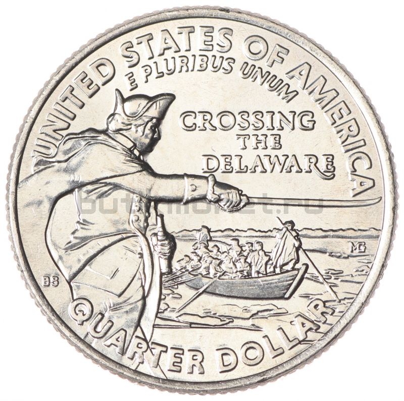 25 центов 2021 США Джордж Вашингтон - Переправа через реку Делавэр D