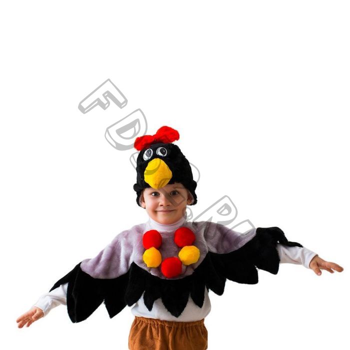 Карнавальный костюм "Ворона", шапка, воротник с крыльями, 5-7 лет, рост 122-134 см