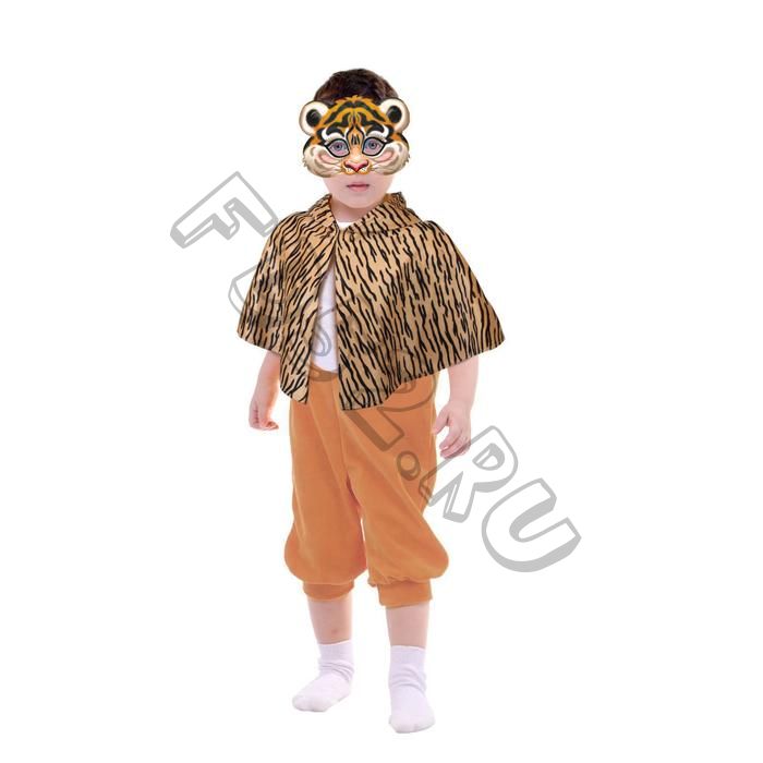 Карнавальный костюм «Тигрёнок», накидка с капюшоном, маска, рост 92-104 см