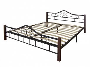 Кровать Сартон 1 (160) черный/средне-коричневый