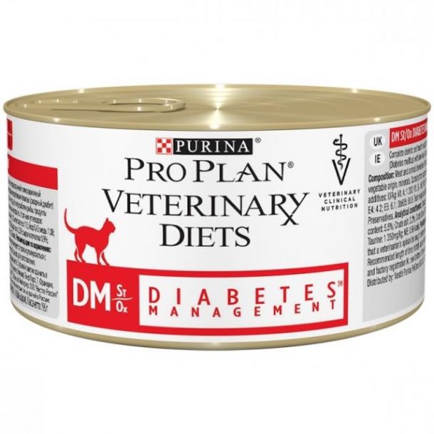 Влажный корм для кошек Pro Plan Veterinary Diets DM St/Ox при диабете, с говядиной 195 г