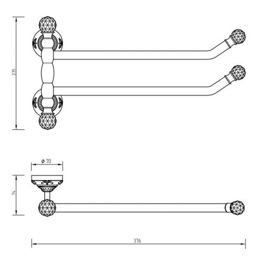 Полотенцедержатель двойной поворотный Migliore Cristalia 16 схема 2