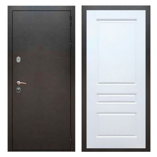 Дверь входная металлическая Армада H5 Серебро Антик  ФЛ-243 Белый Софт