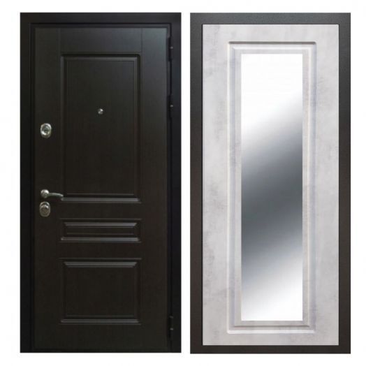 Дверь входная металлическая Армада H Премиум Венге Зеркало Мини ФЛЗ-120 Бетон Светлый