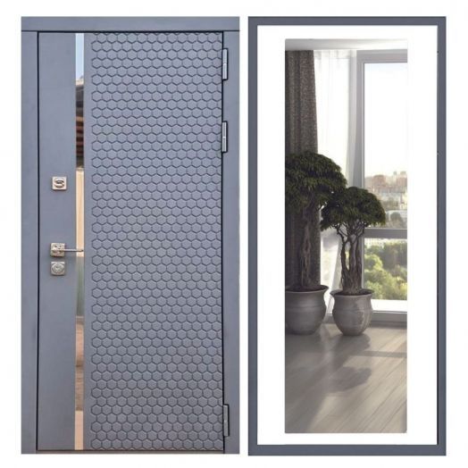 Дверь входная металлическая Армада H24 Силк Титан Зеркало XL Белый Софт