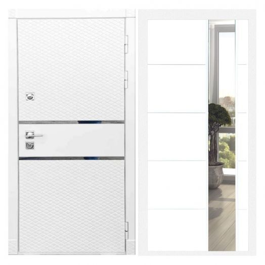 Дверь входная металлическая Армада H15 Белый Софт Зеркало ЛФЛС-19 Белый Софт