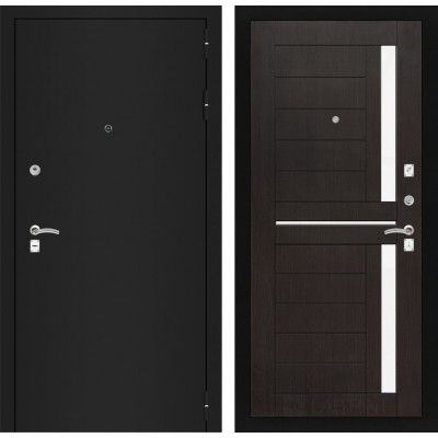 Дверь Входная Металлическая Лабиринт CLASSIC шагрень черная 02 Венге