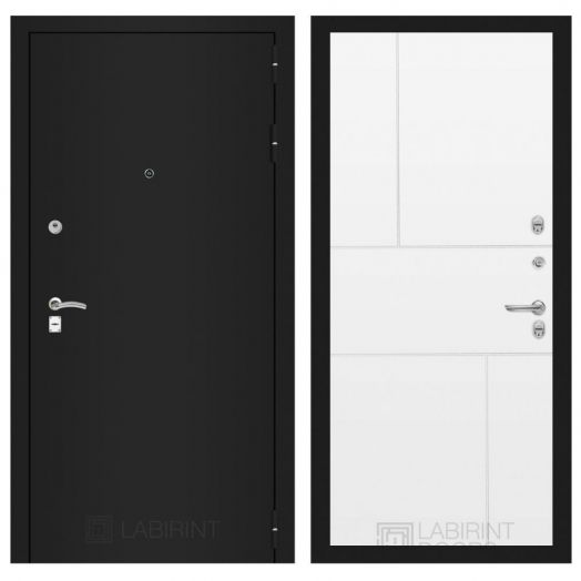 Дверь Входная Металлическая Лабиринт CLASSIC шагрень черная 21 Белый софт