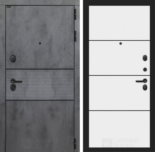 Дверь Входная Лабиринт (LABIRINT) INFINITY 25 Белый софт (черная вставка)