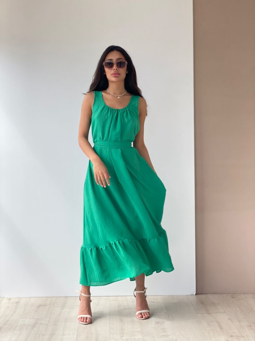 6531 Платье Мальдивы для пляжа и фотосъёмки зелёное