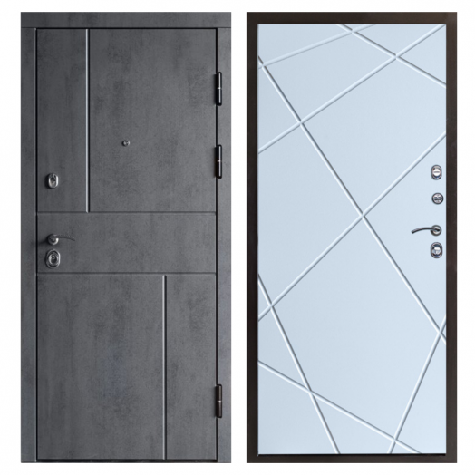 Входная Металлическая Дверь Термодор Termo-door (T.DOOR)  Вертикаль бетон Лучи белый