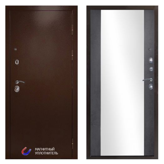 Входная Металлическая Дверь Термодор Termo-door (T.DOOR) Техно Медь Зеркало бетон темный