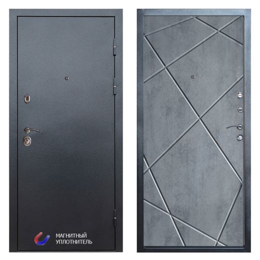 Входная Металлическая Дверь Термодор Termo-door (T.DOOR) Техно Графит Лучи бетон темный