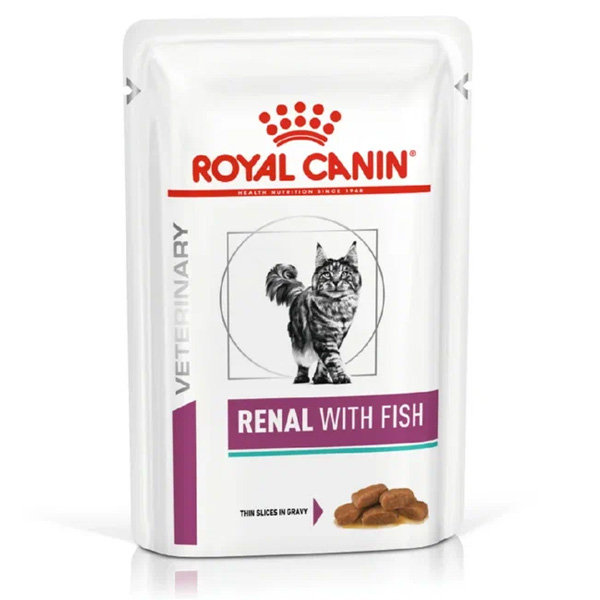 Влажный корм для кошек Royal Canin Renal with fish при проблемах с почками c рыбой кусочки в соусе