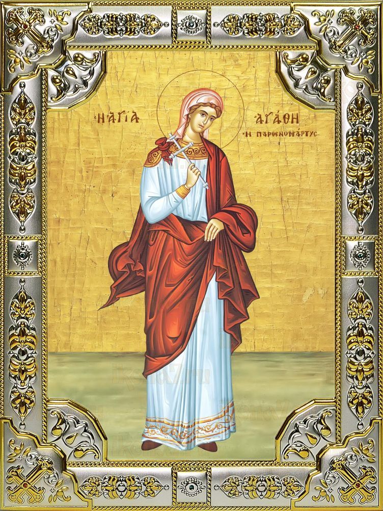 Икона Агафия Панормская Святая мученица (18х24), серебро