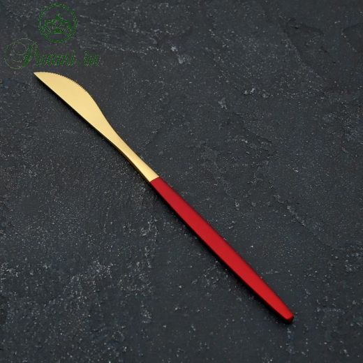 Нож столовый Magistro «Блинк», 22 см, цвет золото, красная ручка, на подвесе