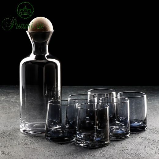 Набор питьевой «Эко», 7 предметов: кувшин, 1 л, 10?24,5, 6 стаканов, 250 мл, цвет серый
