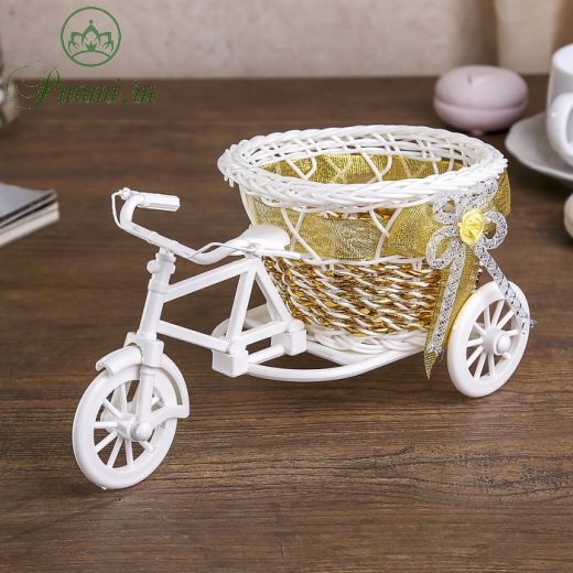 Корзина декоративная "Велосипед с корзинкой" золото 10,5х22х10 см