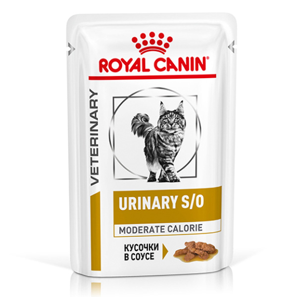 Влажный корм для кошек Royal Canin Urinary S/O Moderate Calorie для лечения МКБ кусочки в соусе