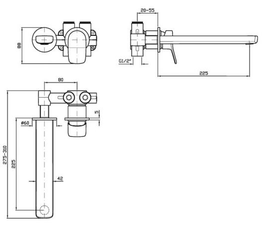 Смеситель для раковины Zucchetti Brim ZBR675/ZBR674 схема 4