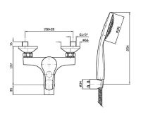 Настенный смеситель для ванны Zucchetti Flat ZP9178 схема 2