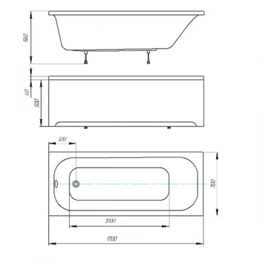 Акриловая ванна Акватек Лугано с каркасом 170х70 схема 2