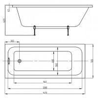 Прямоугольная каркасная ванна Акватек Мия 140х70 схема 2