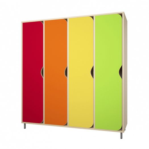 РСН-023 Шкаф детский для одежды 4 секций (Цветные фасады)