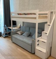 Кровать двухъярусная с диваном Лейла Классика №В с лестницей-комод