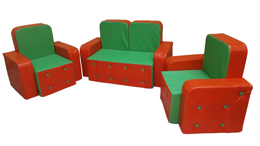Набор мягкой мебели Машенька (прошивка пуговички), диванчик + 2 кресла