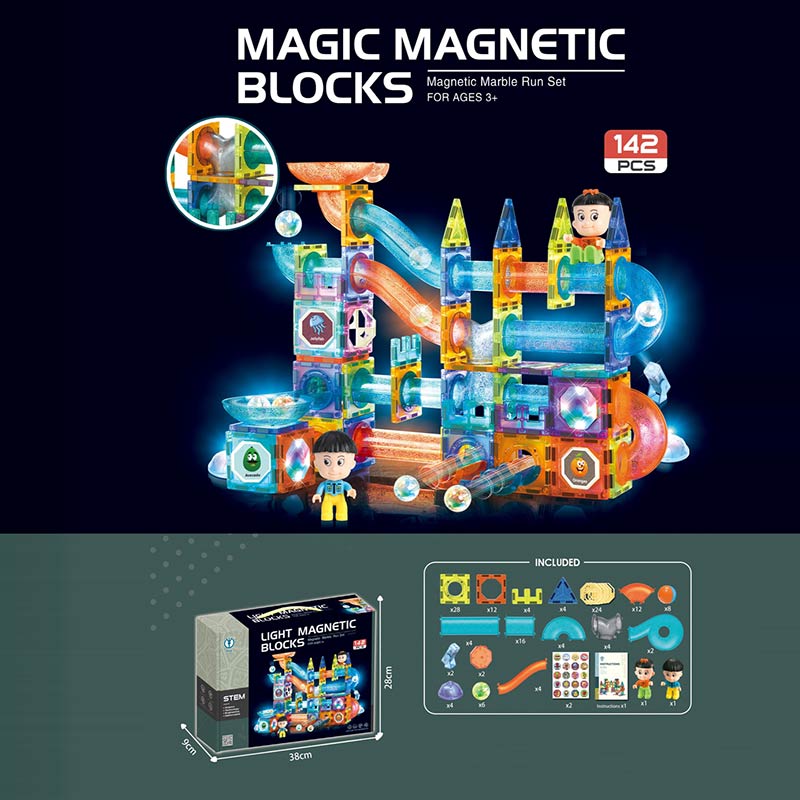 Конструктор магнитный со светом Magical Magnet «Светящийся Аттракцион» 2305 / 142 детали