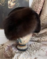 Женская шапка-чалма из темного соболя от СкорняковойШапка из соболя с норкой «Чалма»