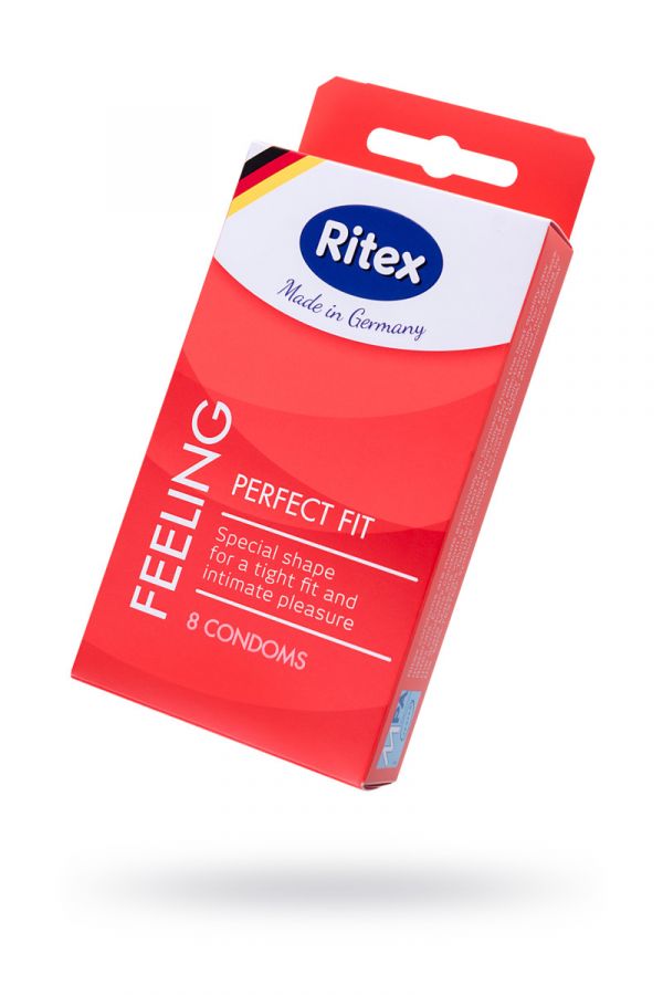 Презервативы RITEX, FEELING, анатомичные, латекс, накопитель, 18,5 см, 5,3 см, 8 шт.