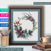 "Christmas wreath". Digital cross stitch pattern.