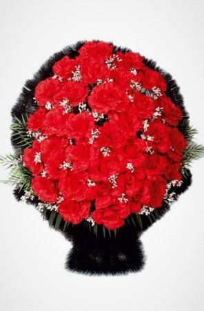 Фото Ритуальная корзина "Ладья большая" красные розы