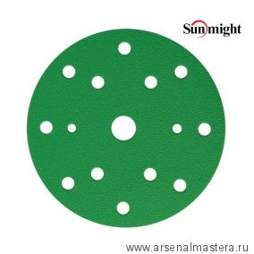 Шлифовальные круги комплект 100 шт FILM L312T 150 мм на липучке 15 отверстий зелёные P 180 SUNMIGHT 53010-100
