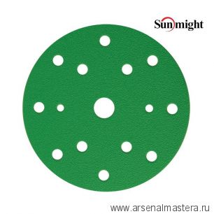 Шлифовальные круги комплект 100 шт FILM L312T 150 мм на липучке 15 отверстий зелёные P 600 SUNMIGHT 53018-100