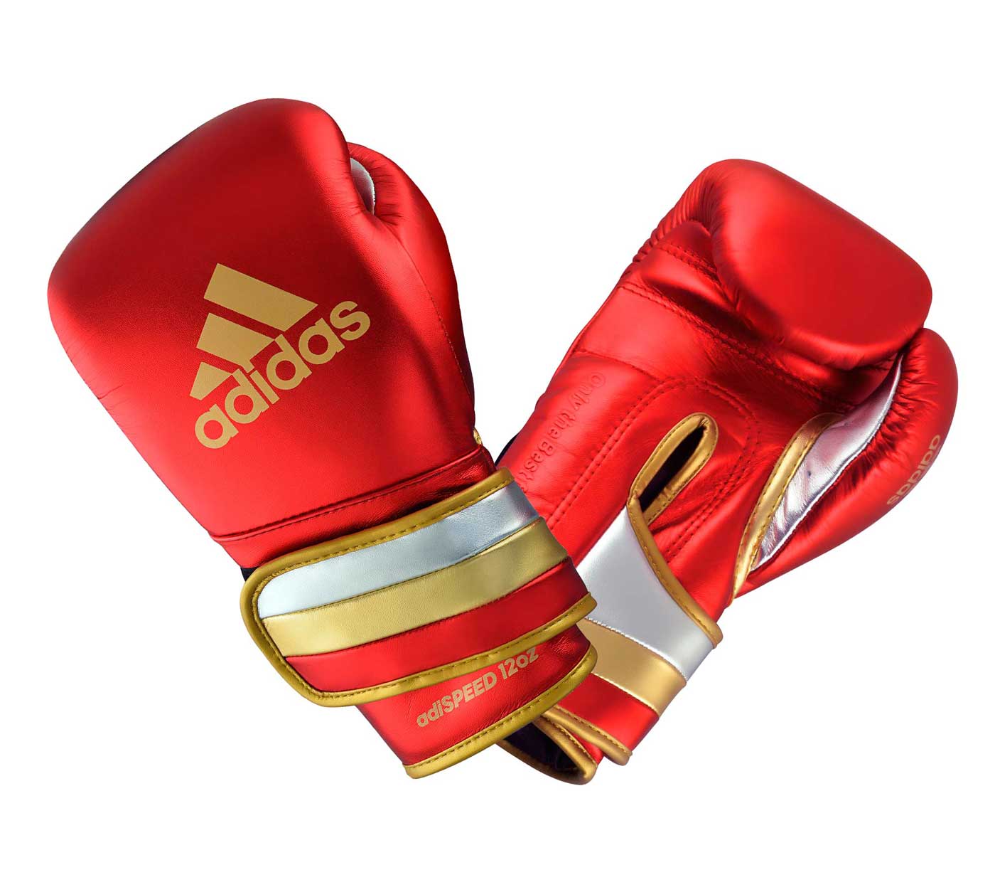 Перчатки боксерские adidas AdiSpeed Metallic красно-золото-серебристые 14 унц. артикул adiSBG501ProM