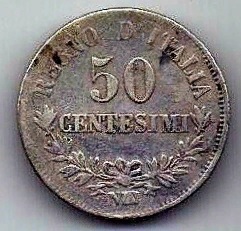 50 чентезимо 1863 Италия XF